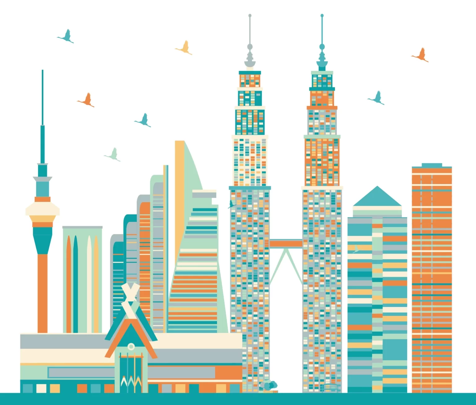 现代化城市天际线示意图